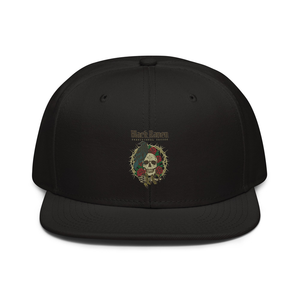 Black Raven Tattoo - Skull & Thorns Snapback