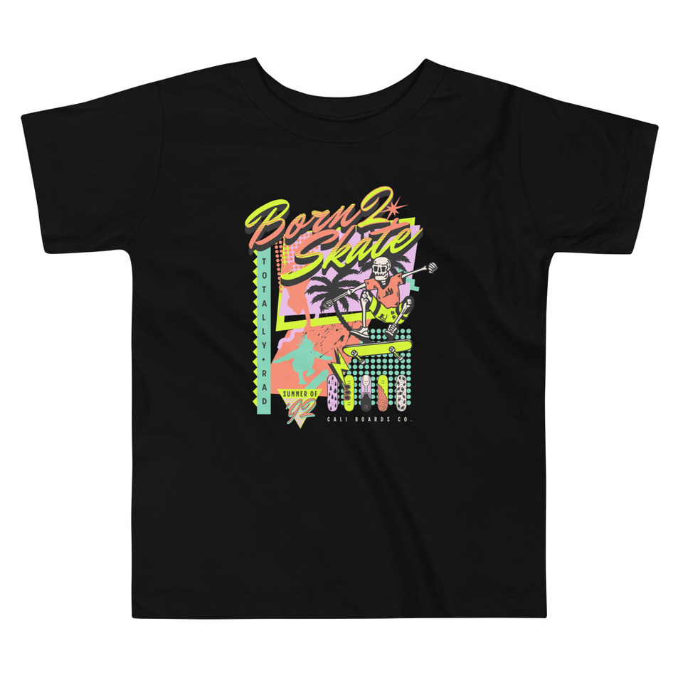 Born 2 Skate - Retro Skeleton Toddler Staple Tee