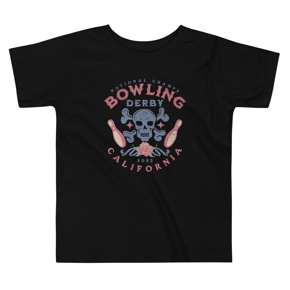 Bowling Derby Champs - Grunge Skull Toddler Staple Tee