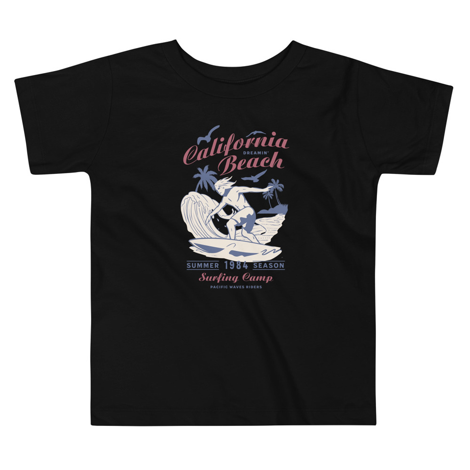 California Beach Surfing Toddler Staple Tee
