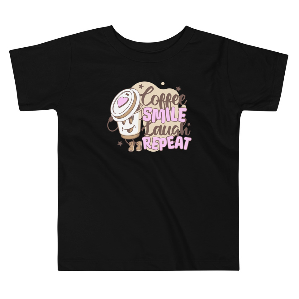 Coffee is Happiness - Retro Cartoon Mascot Toddler Staple Tee