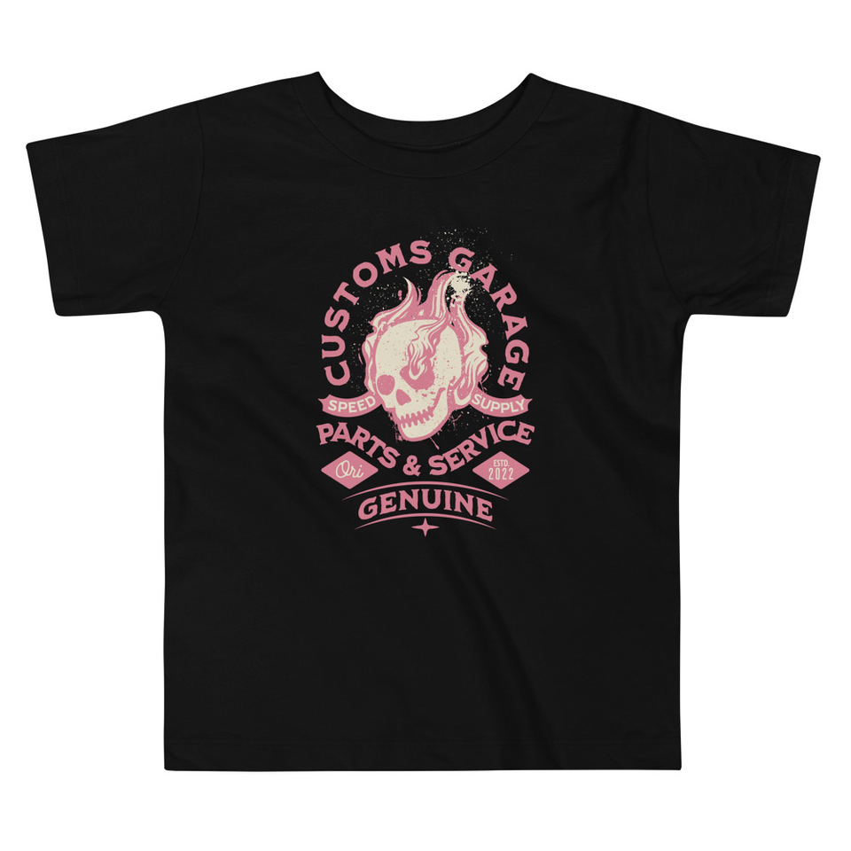 Customs Garage - Flaming Skull Toddler Staple Tee