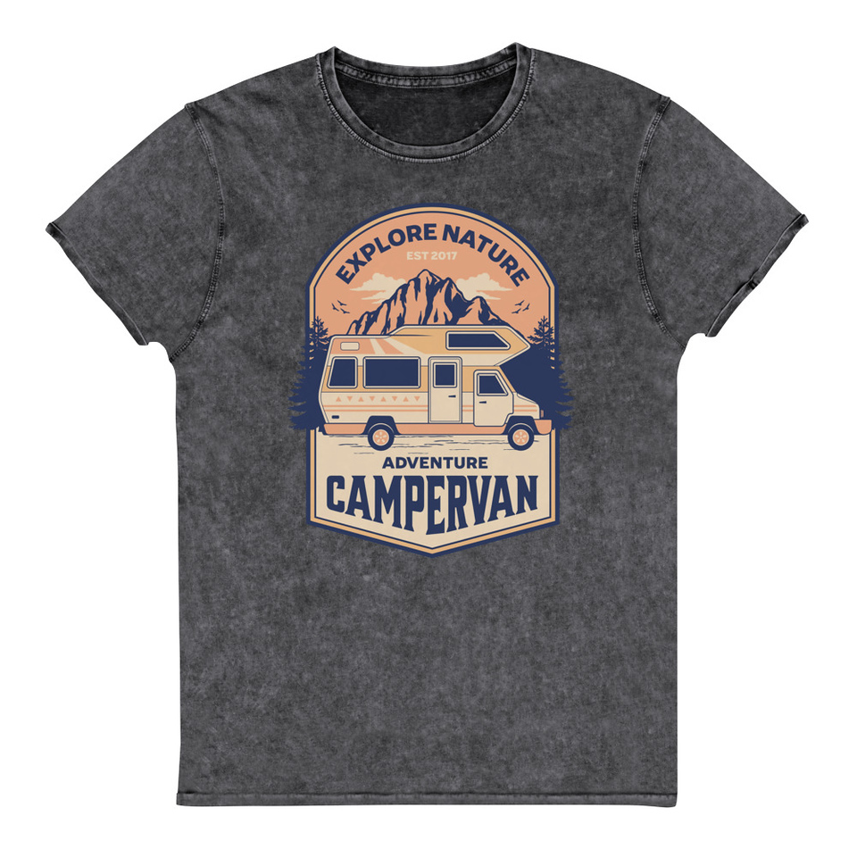 Adventure Campervan - Outdoor Unisex Denim T-Shirt