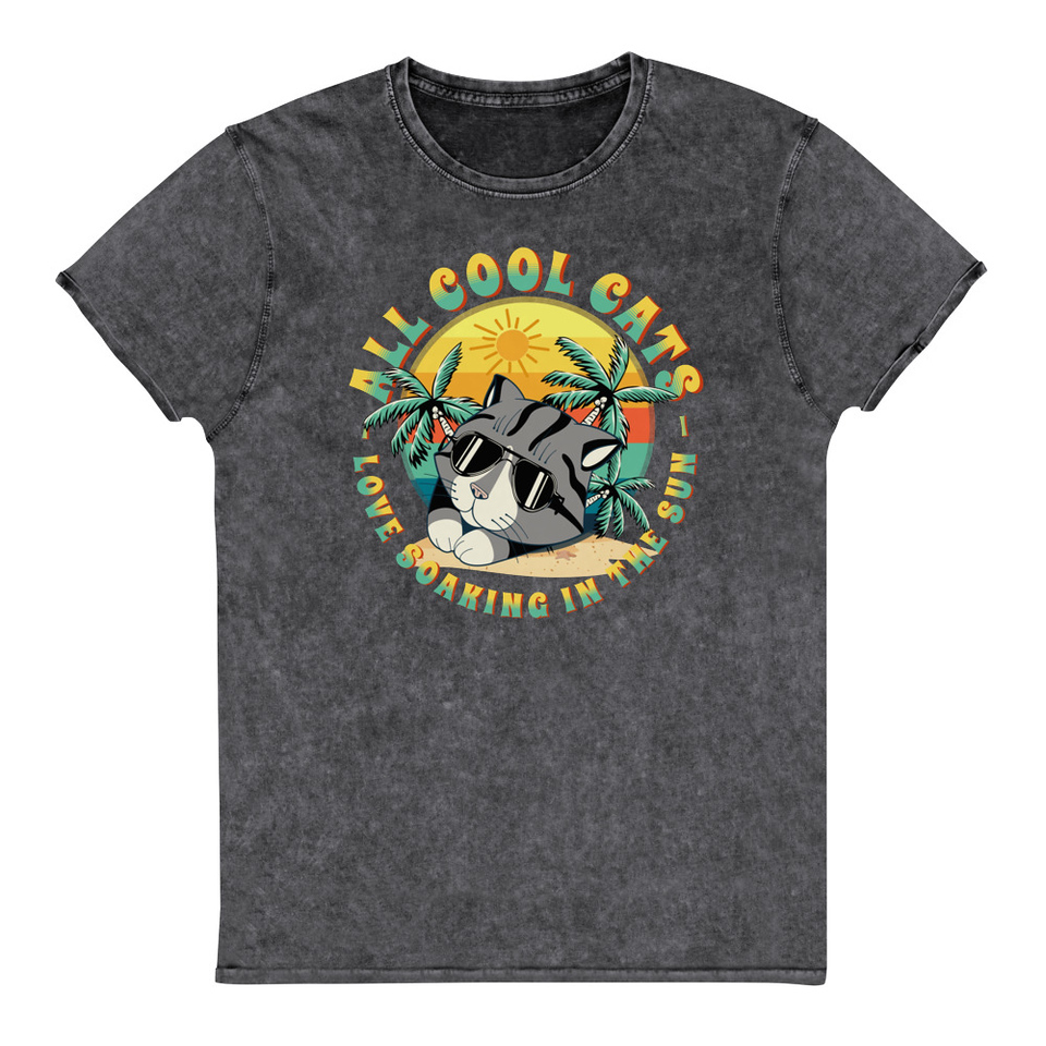 All Cool Cats - Sunset Beach Unisex Denim T-Shirt