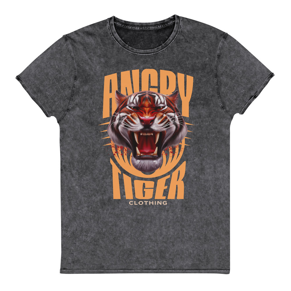 Angry Tiger - AI Unisex Denim T-Shirt