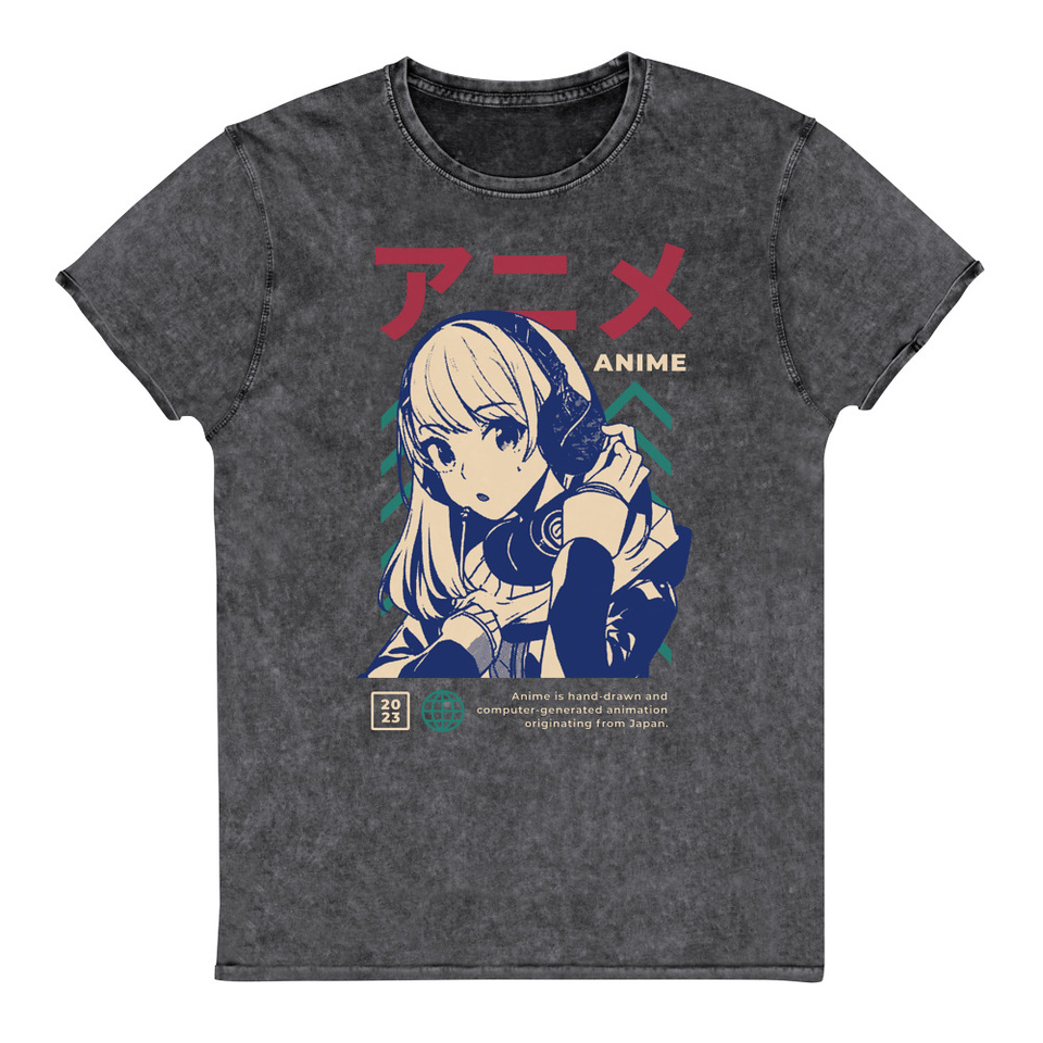 Anime Girl Unisex Denim T-Shirt