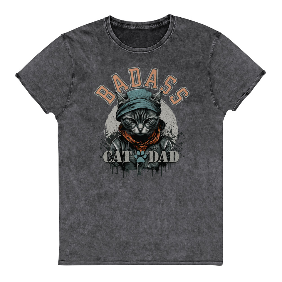 BADASS CAT DAT Unisex Denim T-Shirt