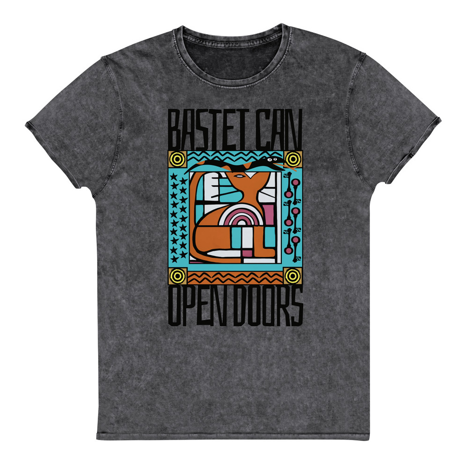 Bastet can Open Doors Unisex Denim T-Shirt