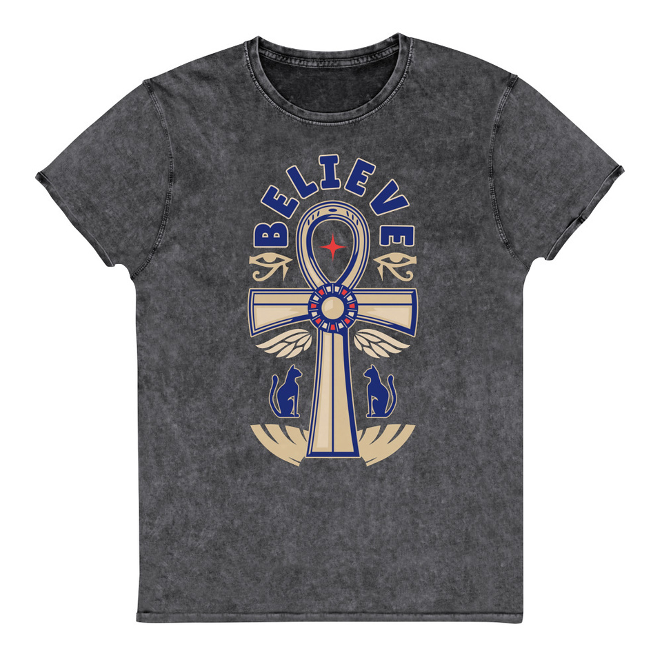 Believe  - Faith Symbol Unisex Denim T-Shirt