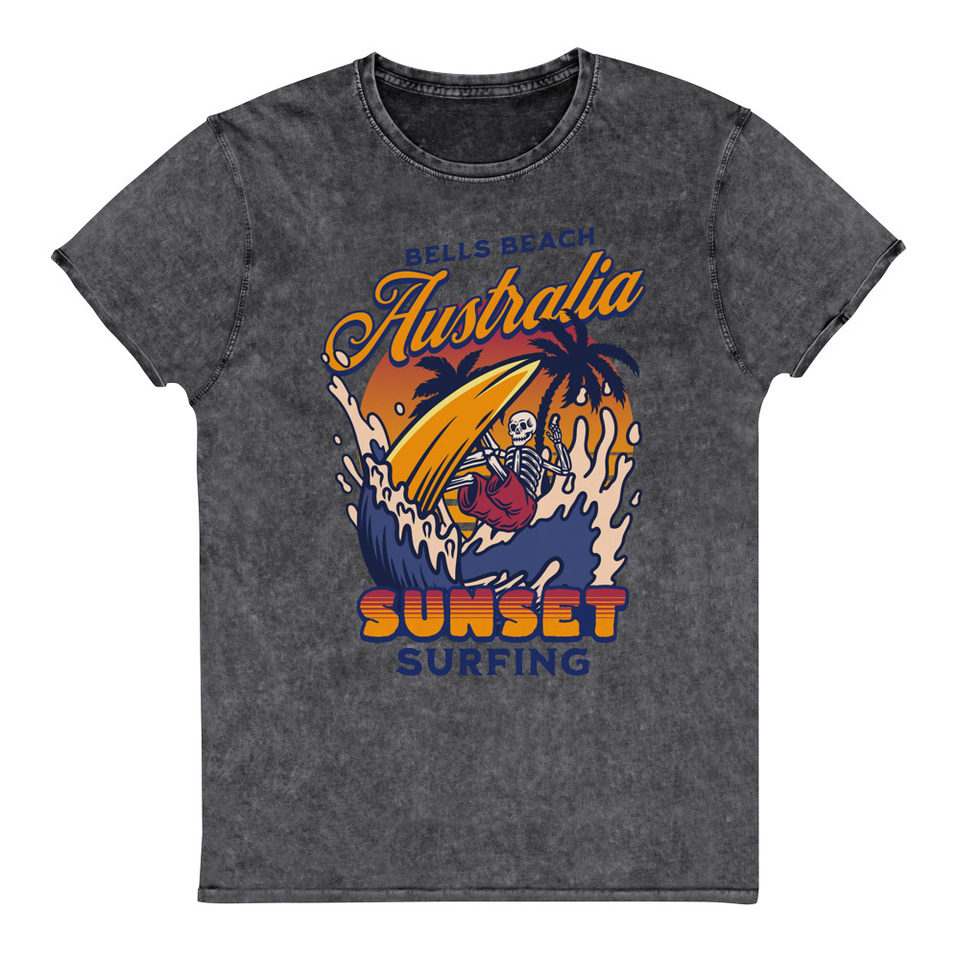 Bells Beach Australia Sunset Surfing Unisex Denim T-Shirt