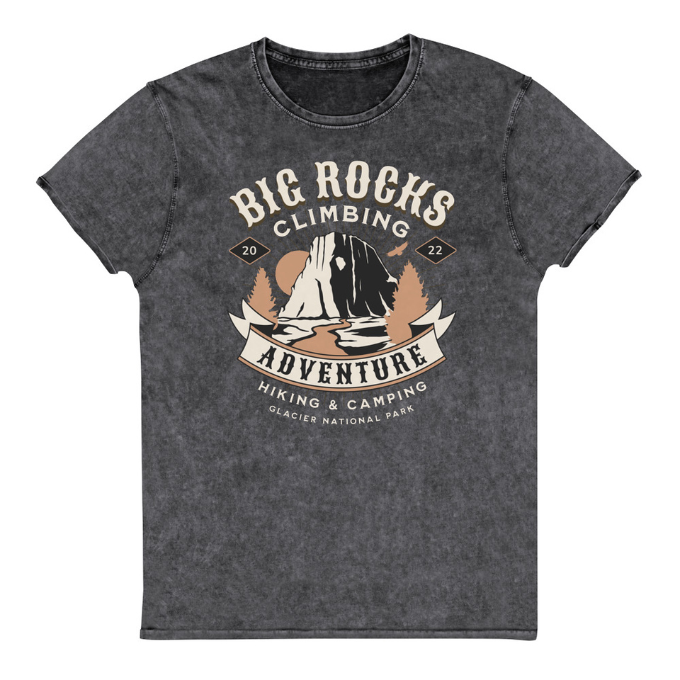 Big Rocks Climbing - Outdoor Adventure Unisex Denim T-Shirt
