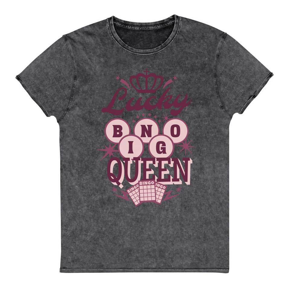 Bingo Queen - Retro Crown Unisex Denim T-Shirt