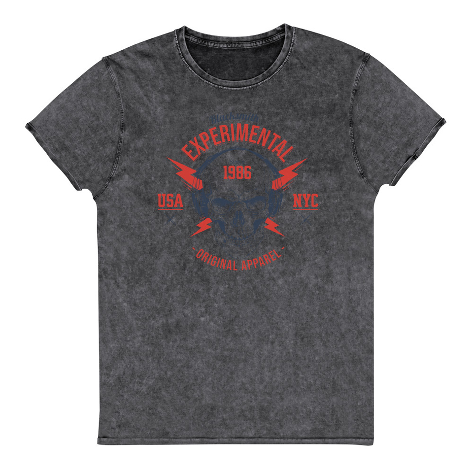 Blacksmith Experimental - Rock Skull Unisex Denim T-Shirt