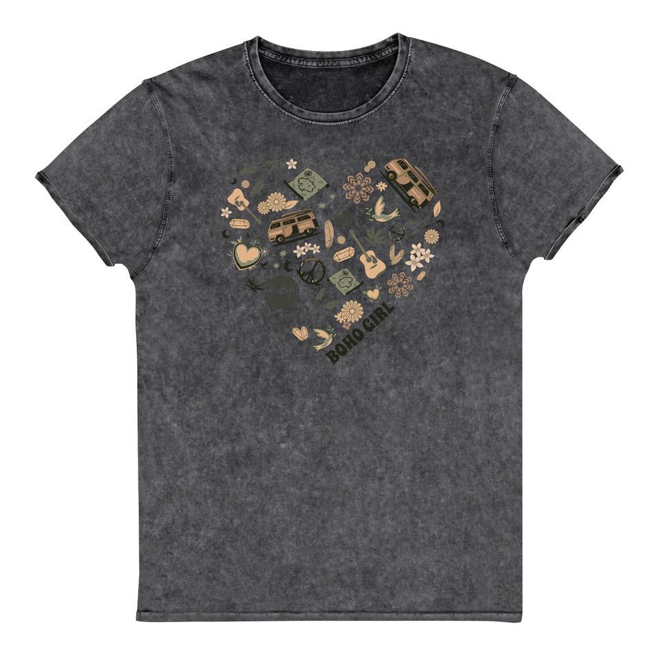 Boho Girl Poster Unisex Denim T-Shirt