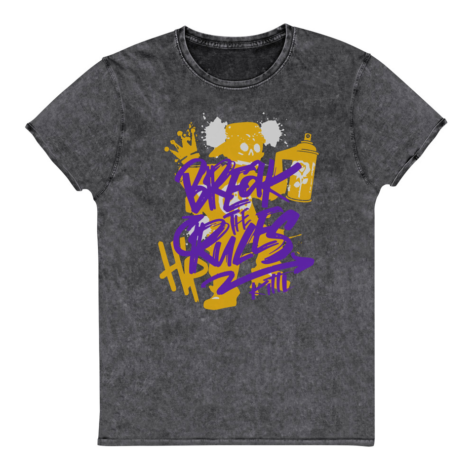 Break the Rules Graffiti - Spray Paint Unisex Denim T-Shirt