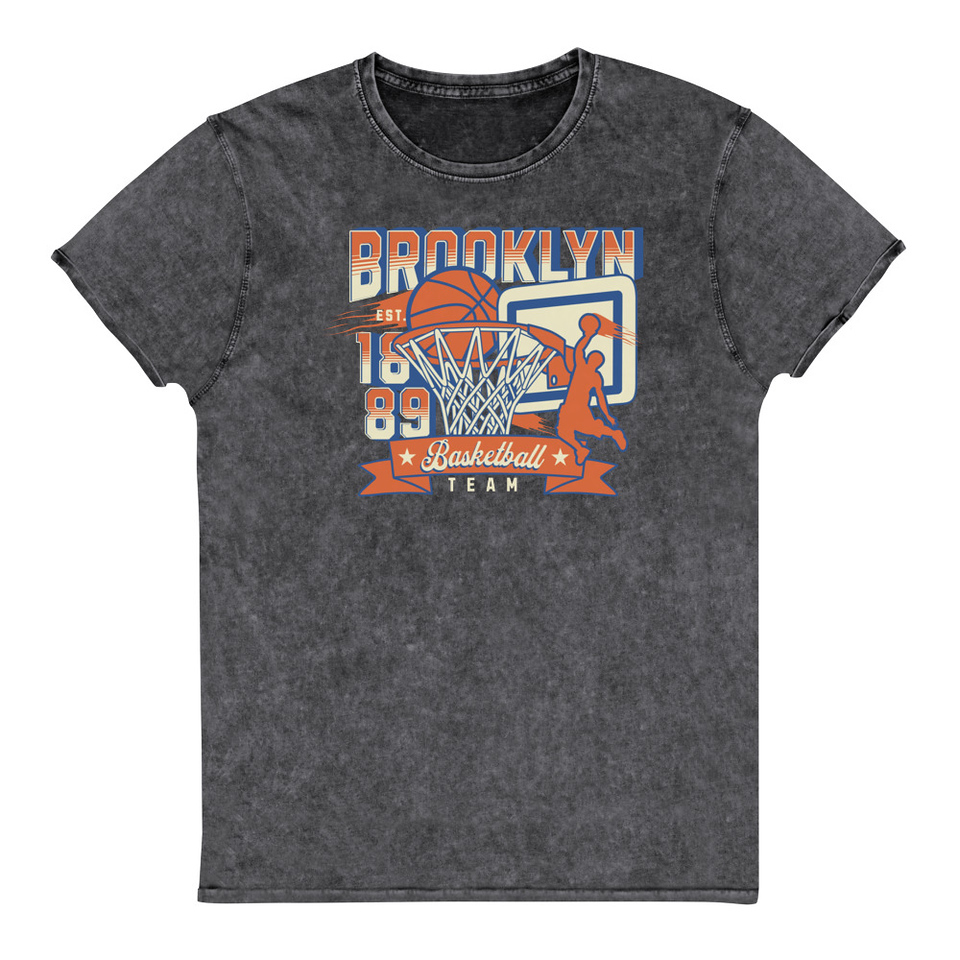 Brooklyn Basketball Team - Athletic Sports Unisex Denim T-Shirt