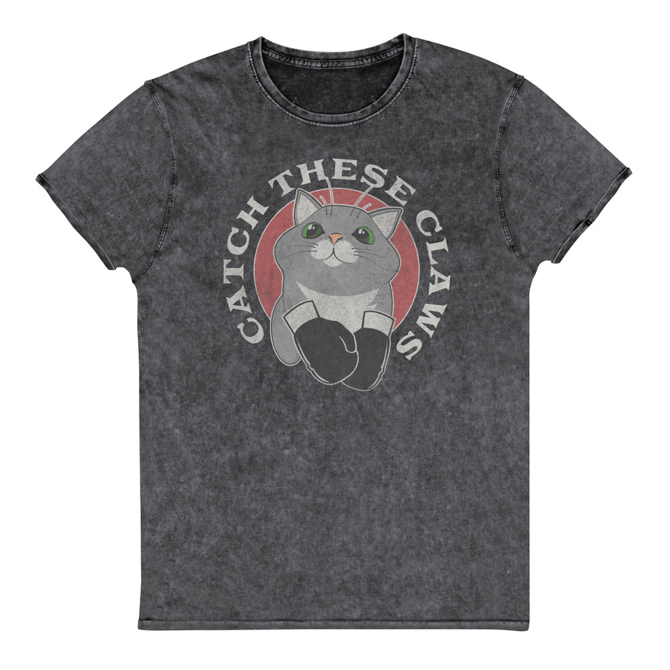 Catch These Claws - Cute Cat Unisex Denim T-Shirt