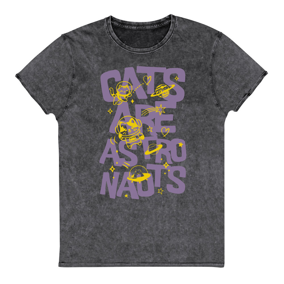 Cats are Astronauts Unisex Denim T-Shirt