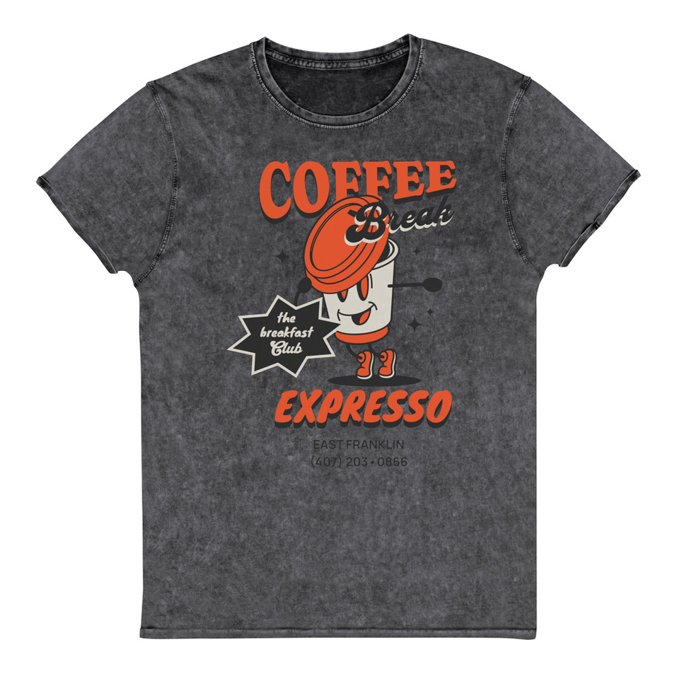 Coffee Break Cartoon Retro 90s  Unisex Denim T-Shirt
