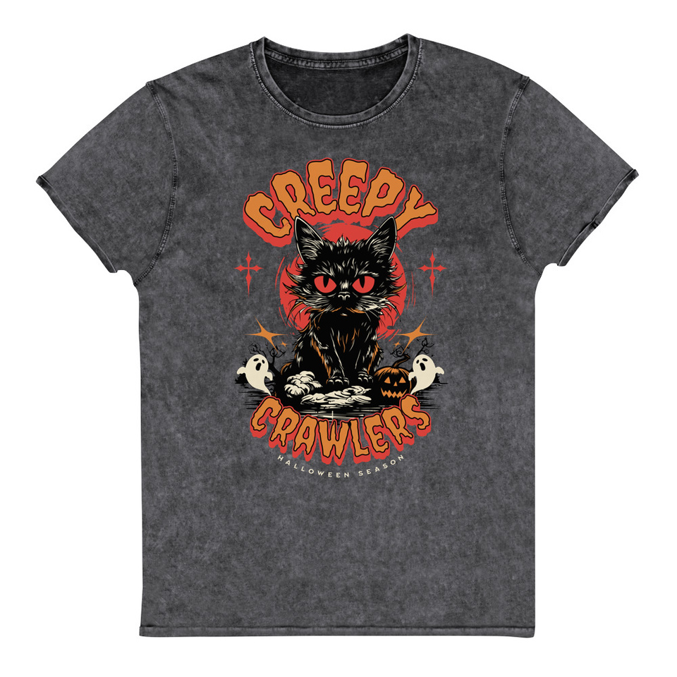 Creepy Crawlers Halloween Unisex Denim T-Shirt