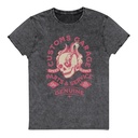 Customs Garage - Flaming Skull Unisex Denim T-Shirt