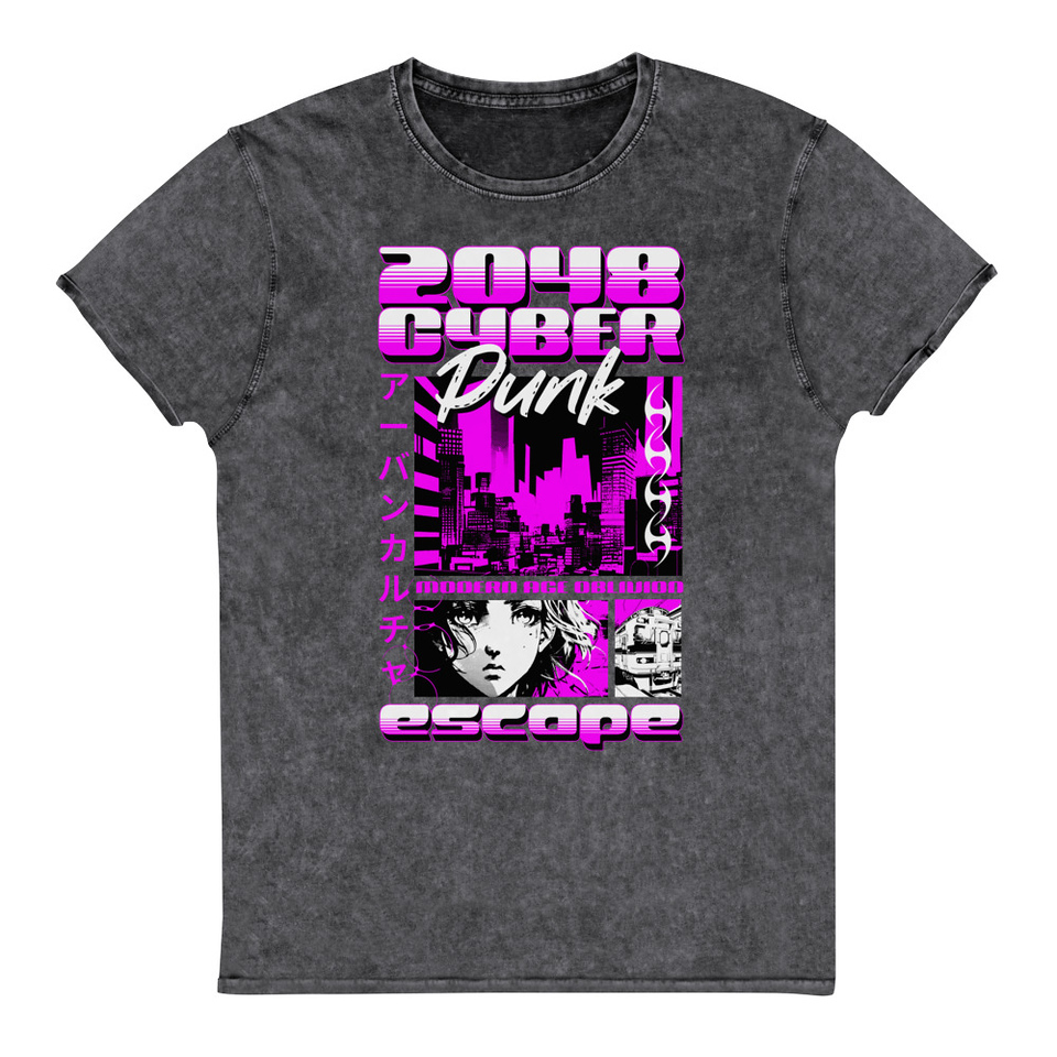 Cyber Punk Escape - Japanese Anime Unisex Denim T-Shirt