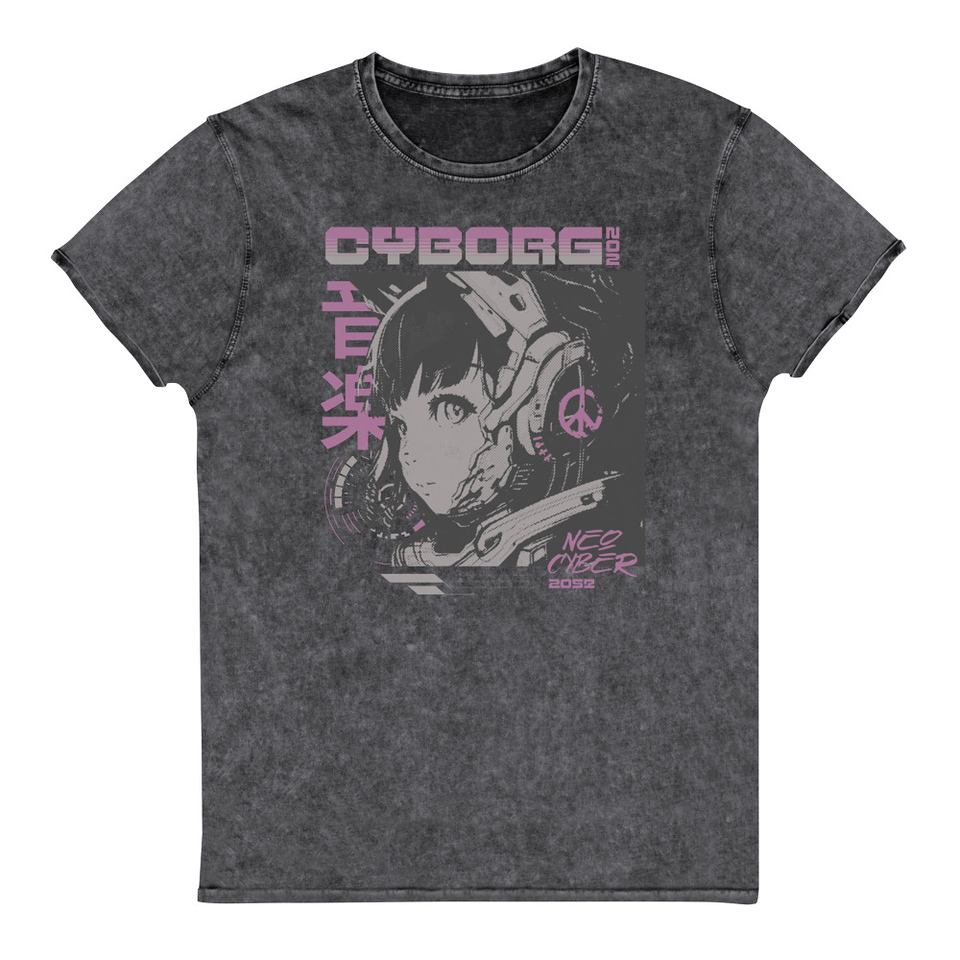 Cyborg - Y2k Style Unisex Denim T-Shirt
