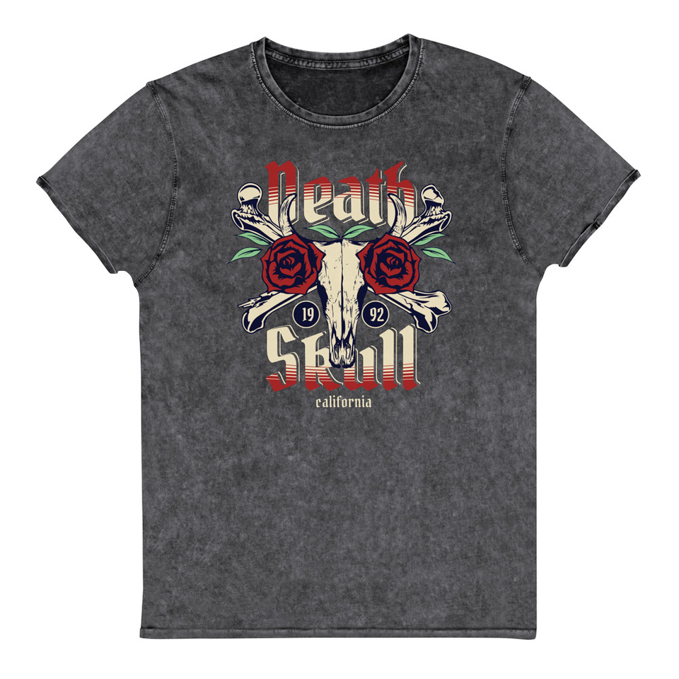 Death Skull - Flower Unisex Denim T-Shirt