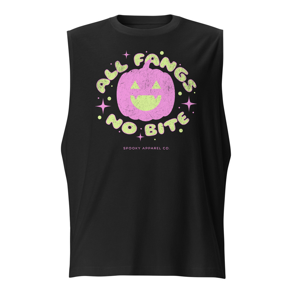 All Fangs No Bite - Halloween Unisex Muscle Shirt