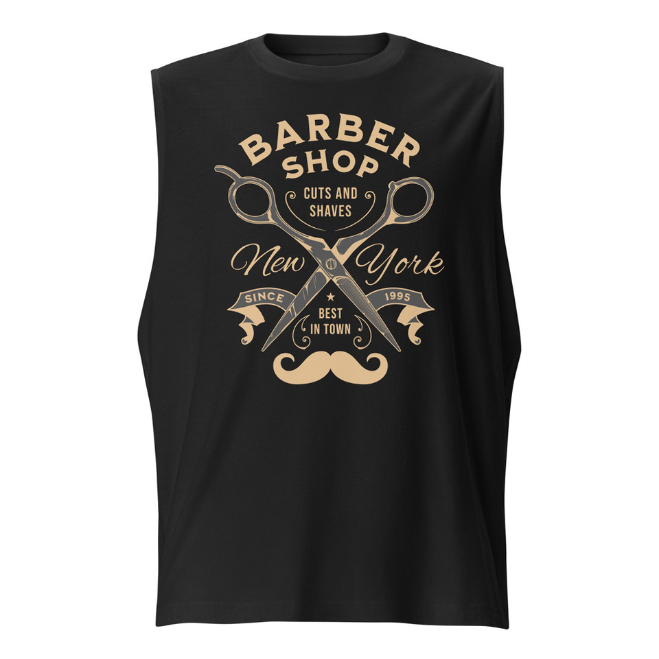 Barber Shop Cuts & Shaves - Scissor Unisex Muscle Shirt