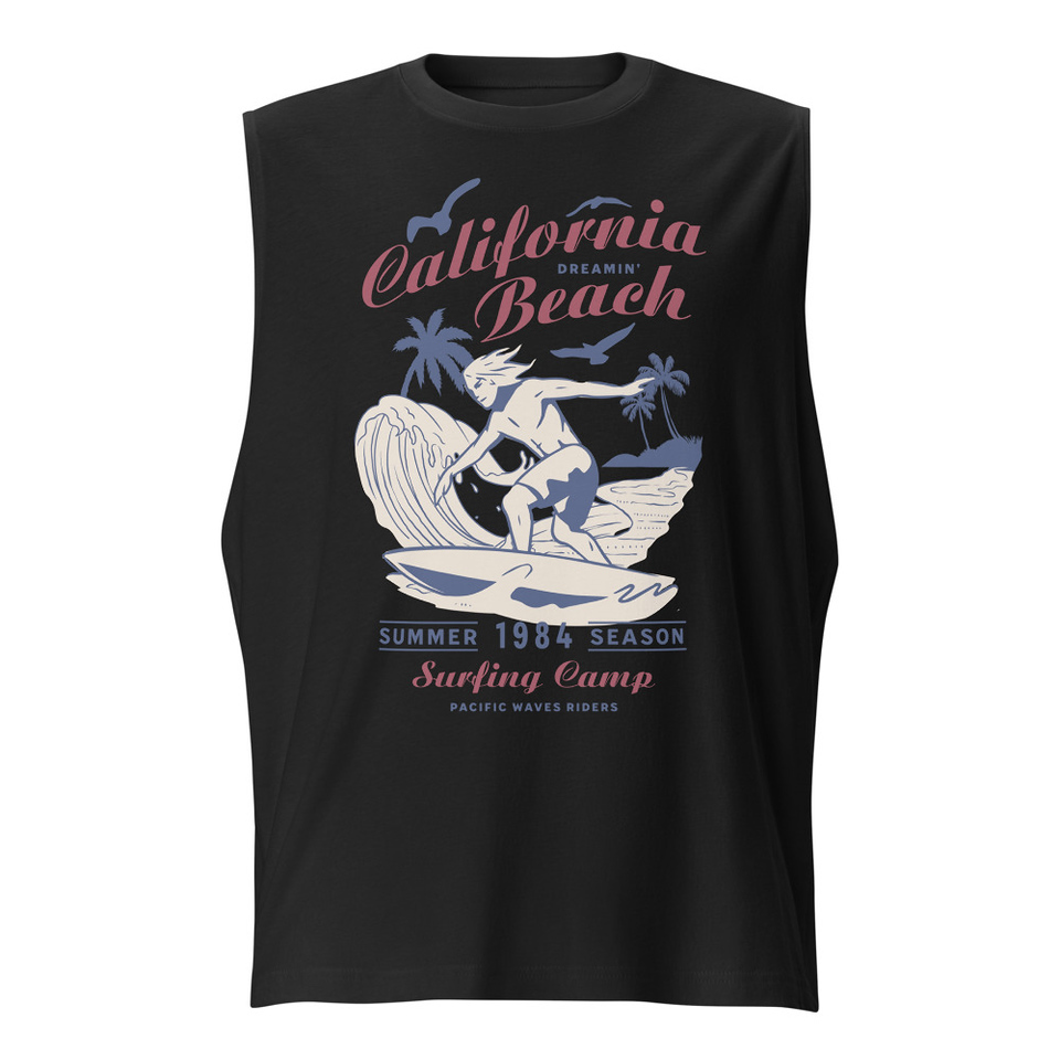 California Beach Surfing Unisex Muscle Shirt