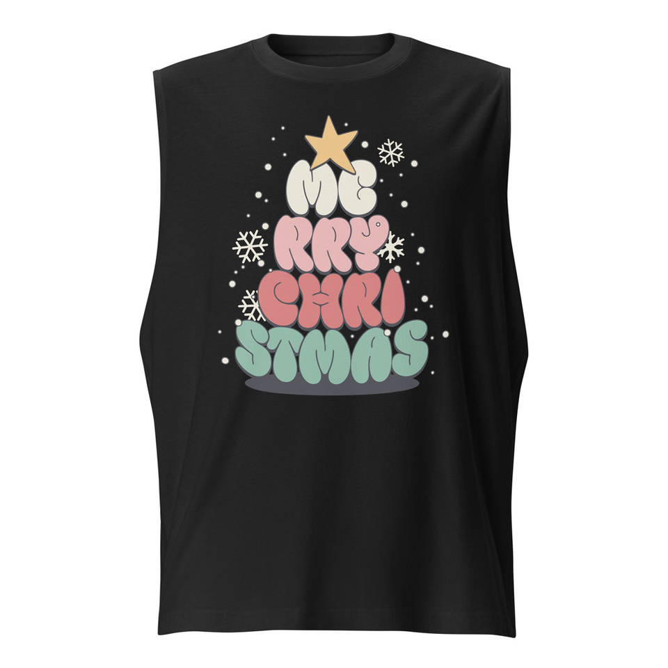 Cartoony Christmas Tree Unisex Muscle Shirt
