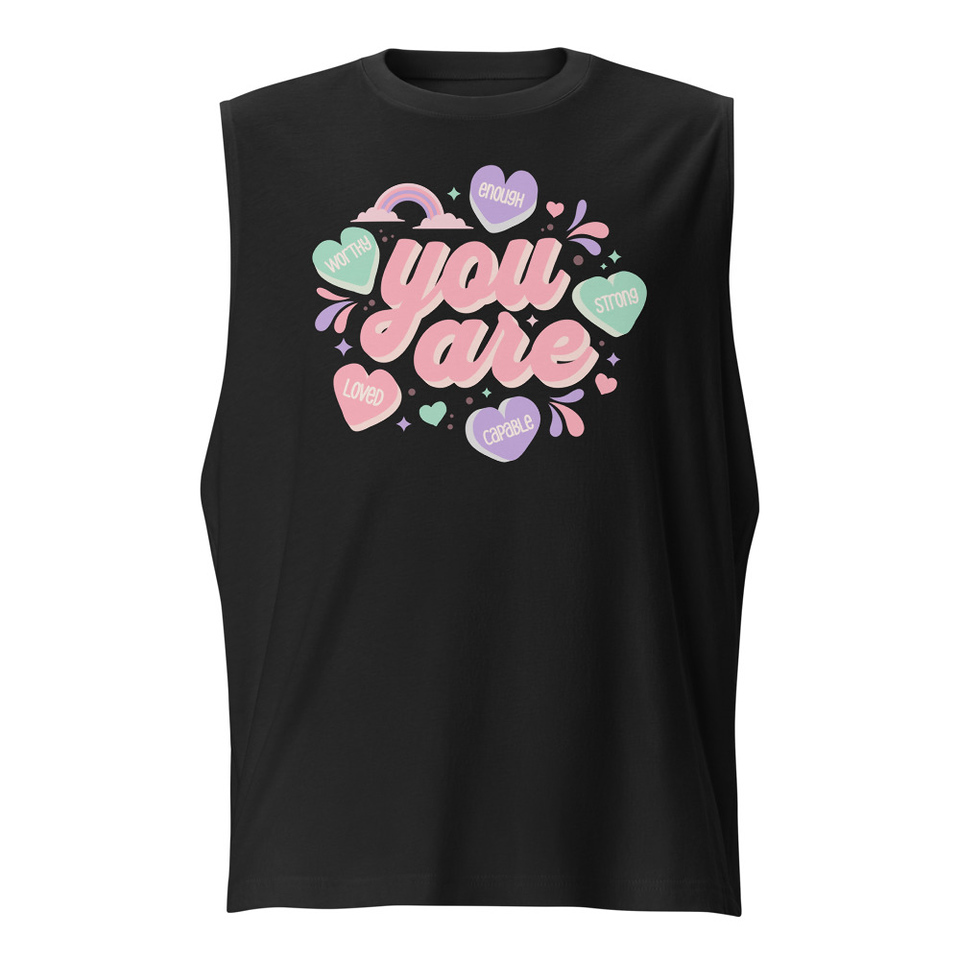 Colorful Self Love Affirmation - Heart Unisex Muscle Shirt