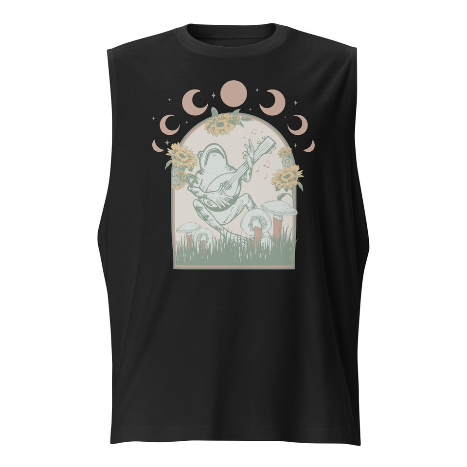 Cottagecore Frog Botanical Unisex Muscle Shirt