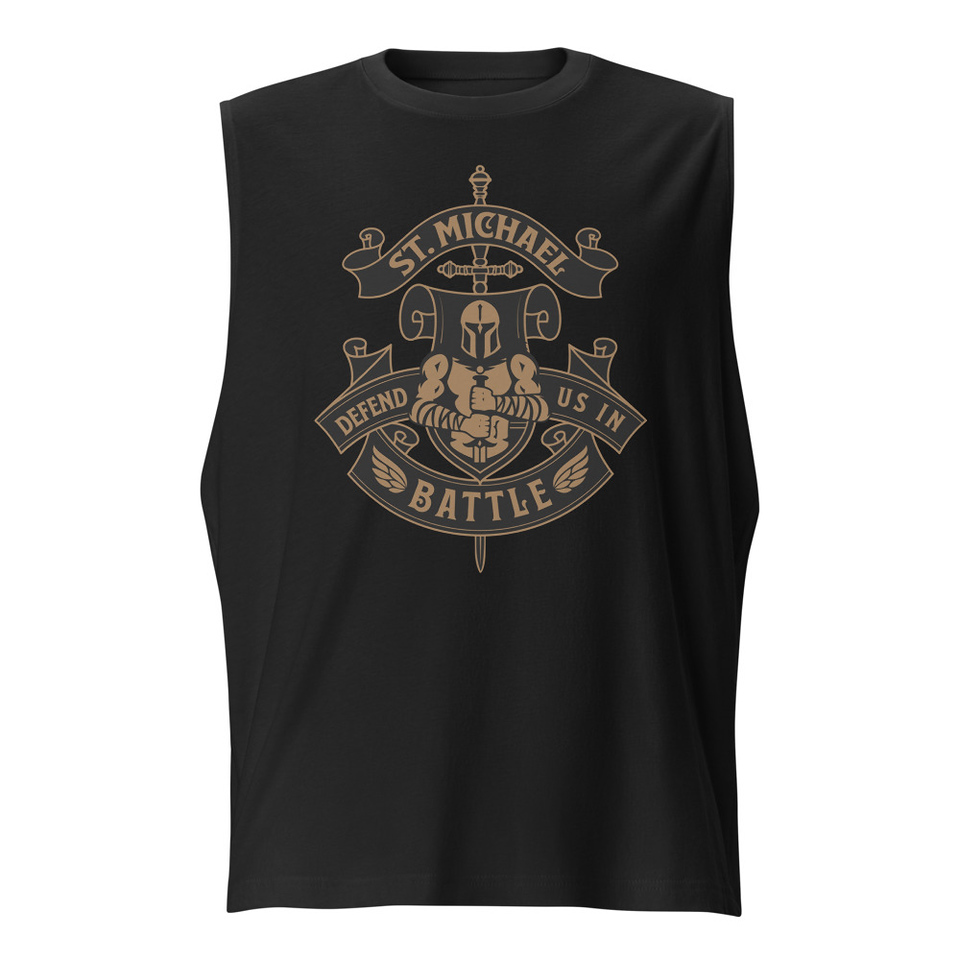 Defend us in battle - Knight with sword Unisex Muscle Shirt
