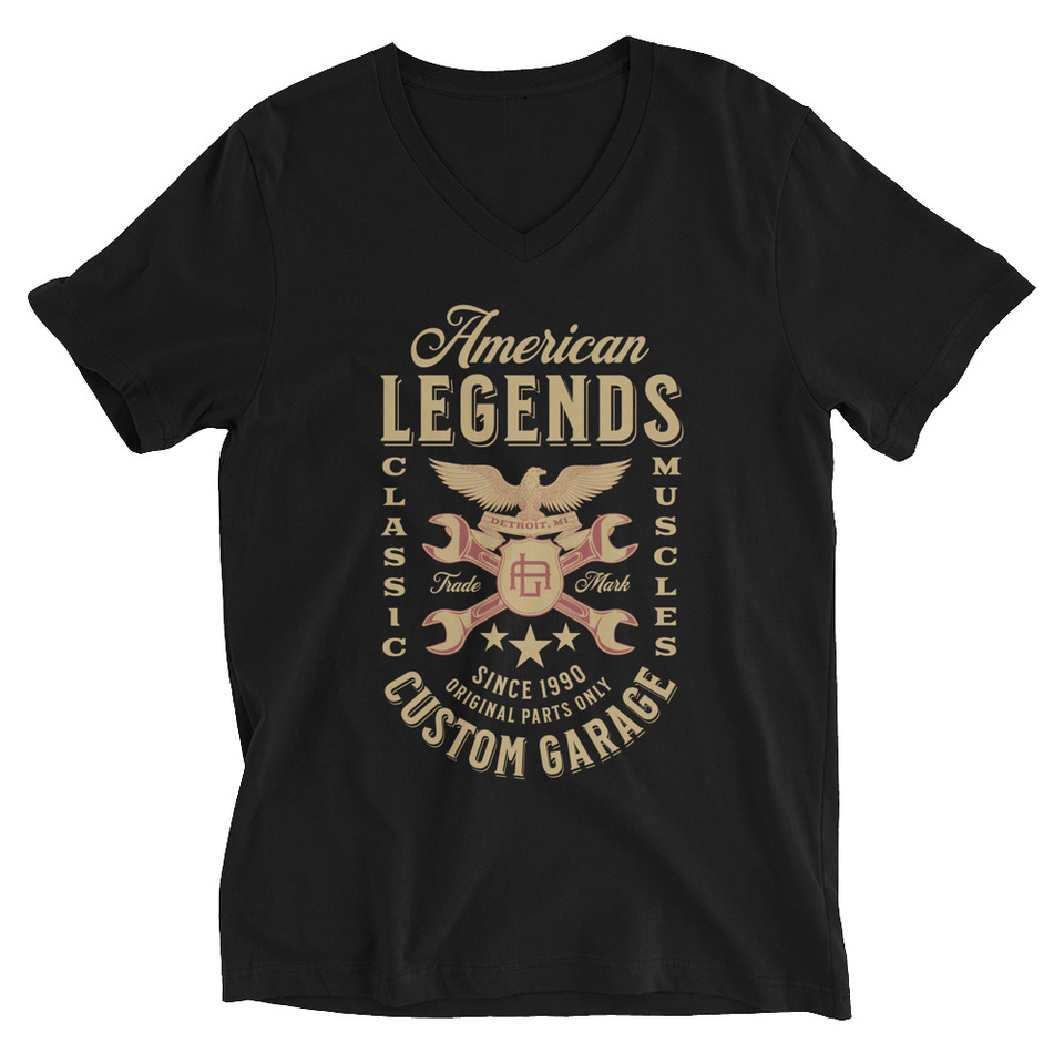 American Legends Garage - Eagle Unisex V-Neck Tee
