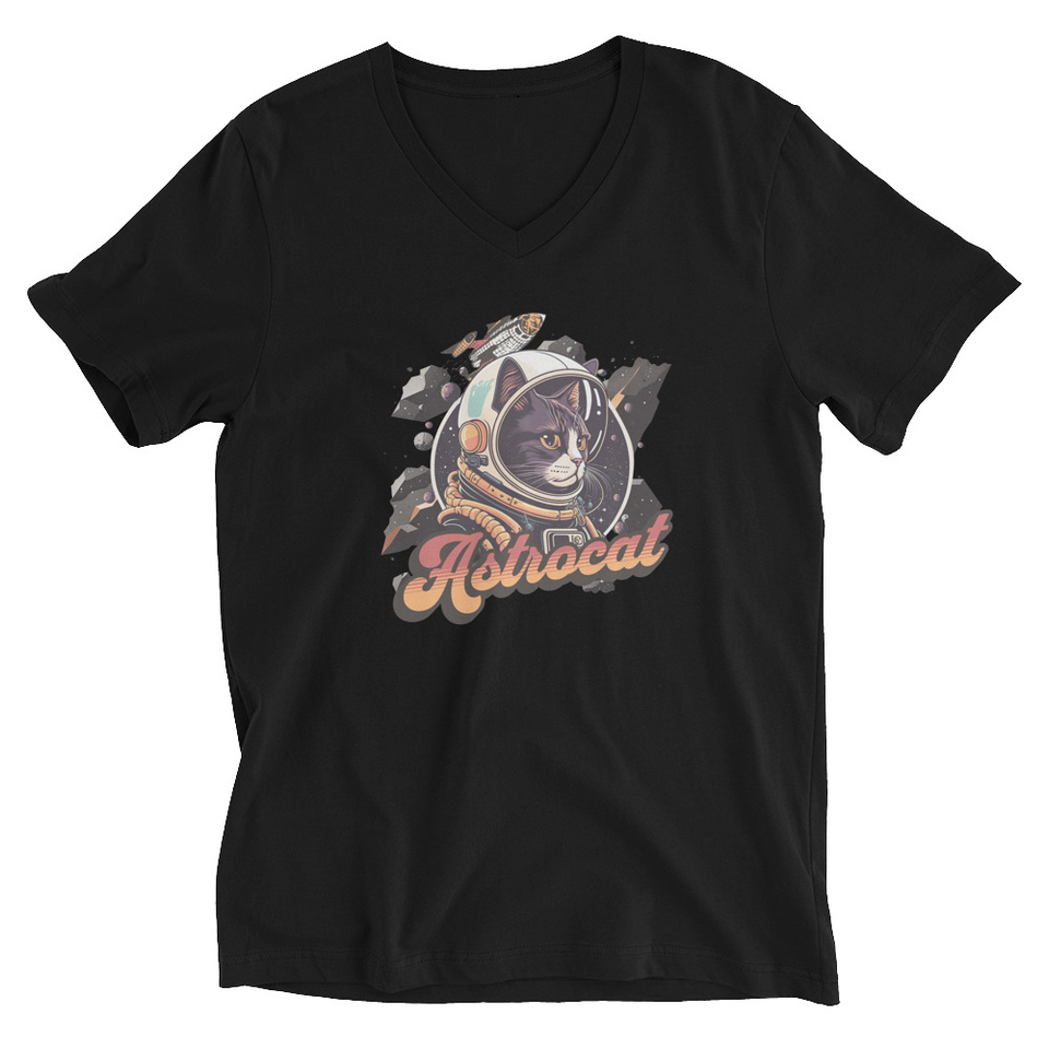 Astrocat - Retro graphic Unisex V-Neck Tee
