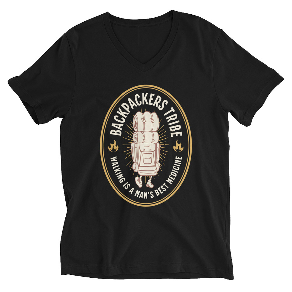 Backpackers Tribe - Adventure Badge Unisex V-Neck Tee