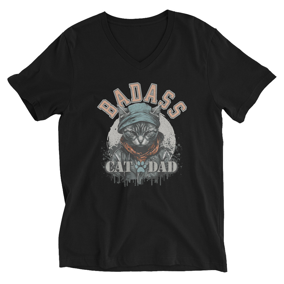 BADASS CAT DAT Unisex V-Neck Tee