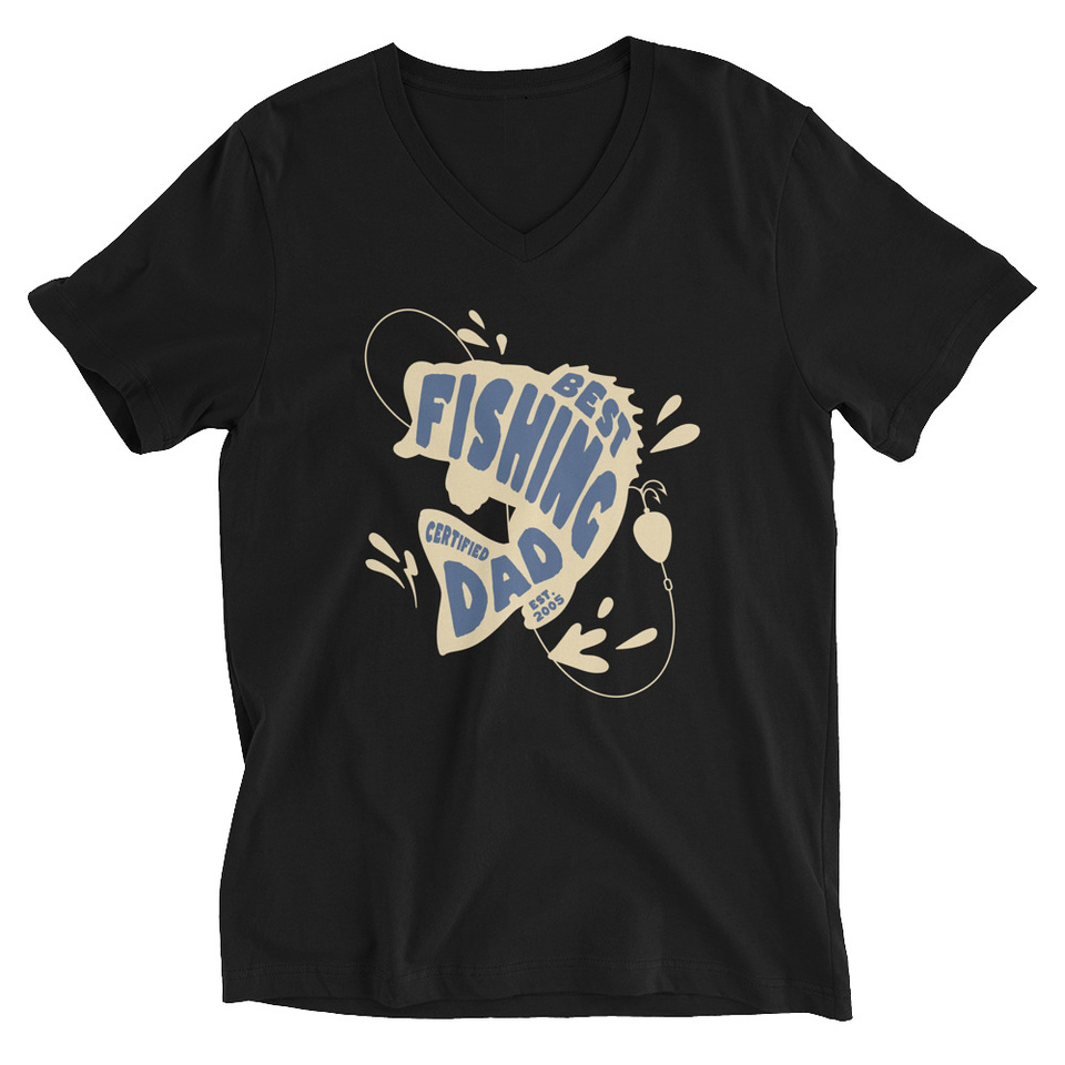 Best Fishing Dad - Typography Unisex V-Neck Tee