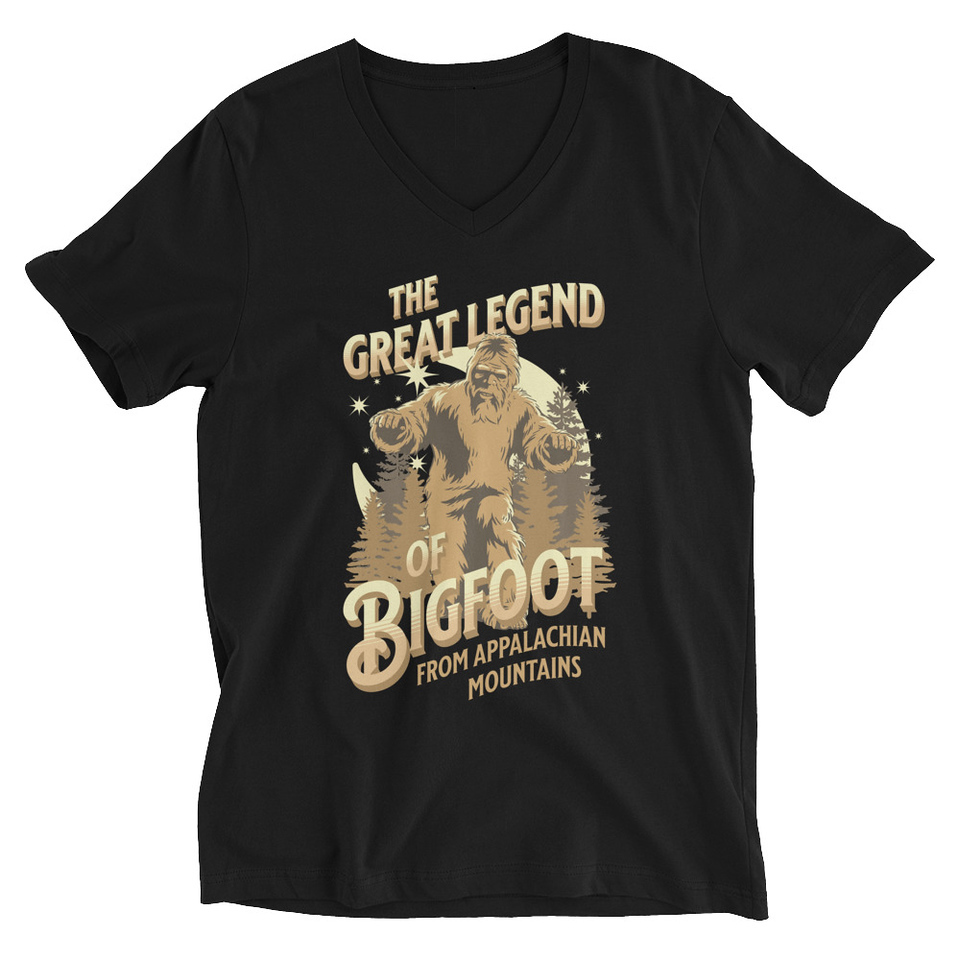 Bigfoot Legend  - Appalachian Forest Unisex V-Neck Tee