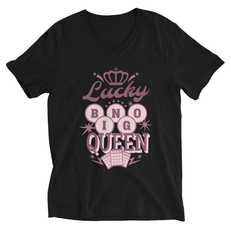 Bingo Queen - Retro Crown Unisex V-Neck Tee