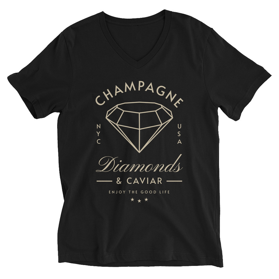 Black Diamonds - Elegant Unisex V-Neck Tee