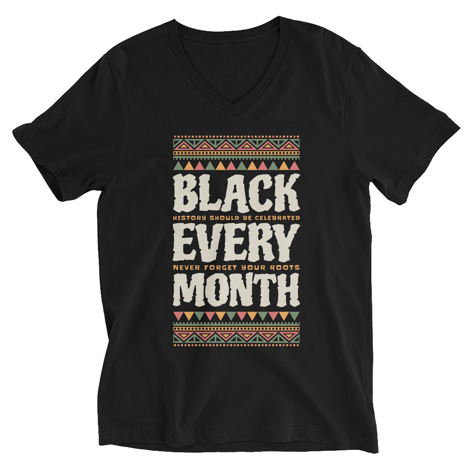 Black Every Month - African American History Unisex V-Neck Tee