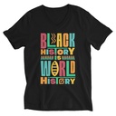 Black History Is World History - Colorful Typography Unisex V-Neck Tee