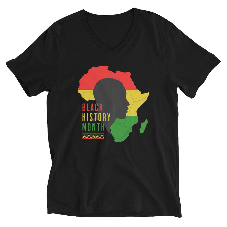 Black History Month - African Continent Unisex V-Neck Tee