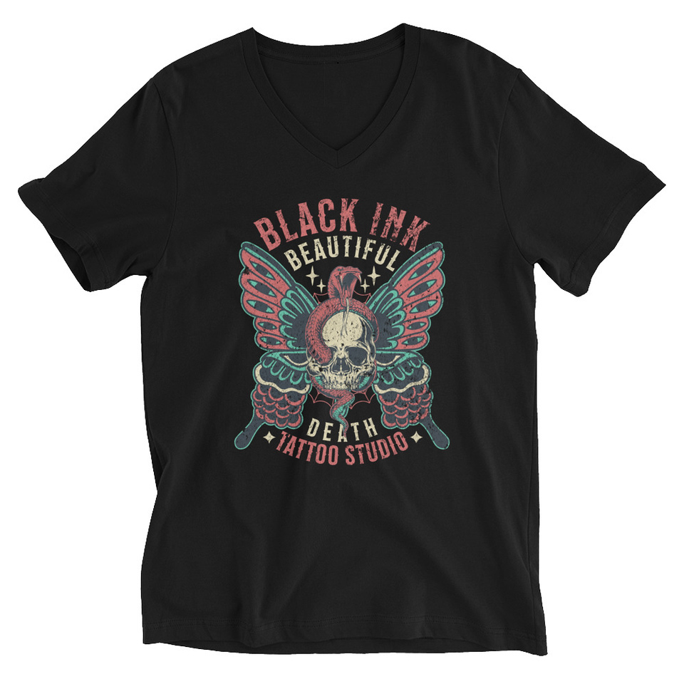 BLACK INK TATTOO Unisex V-Neck Tee