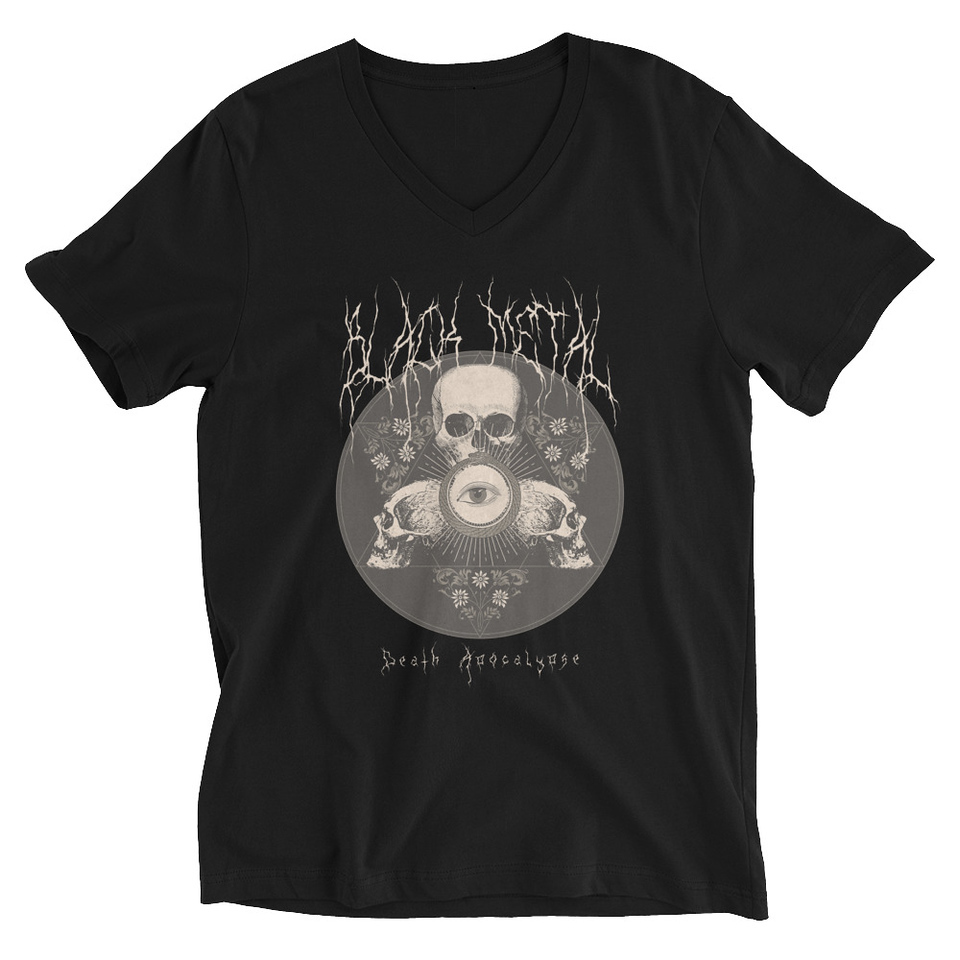 Black Metal - Hardcore skull theme design Unisex V-Neck Tee
