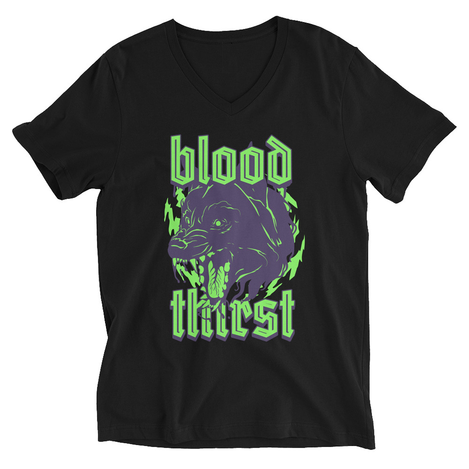 Blood Thirst - Neon Dog Unisex V-Neck Tee
