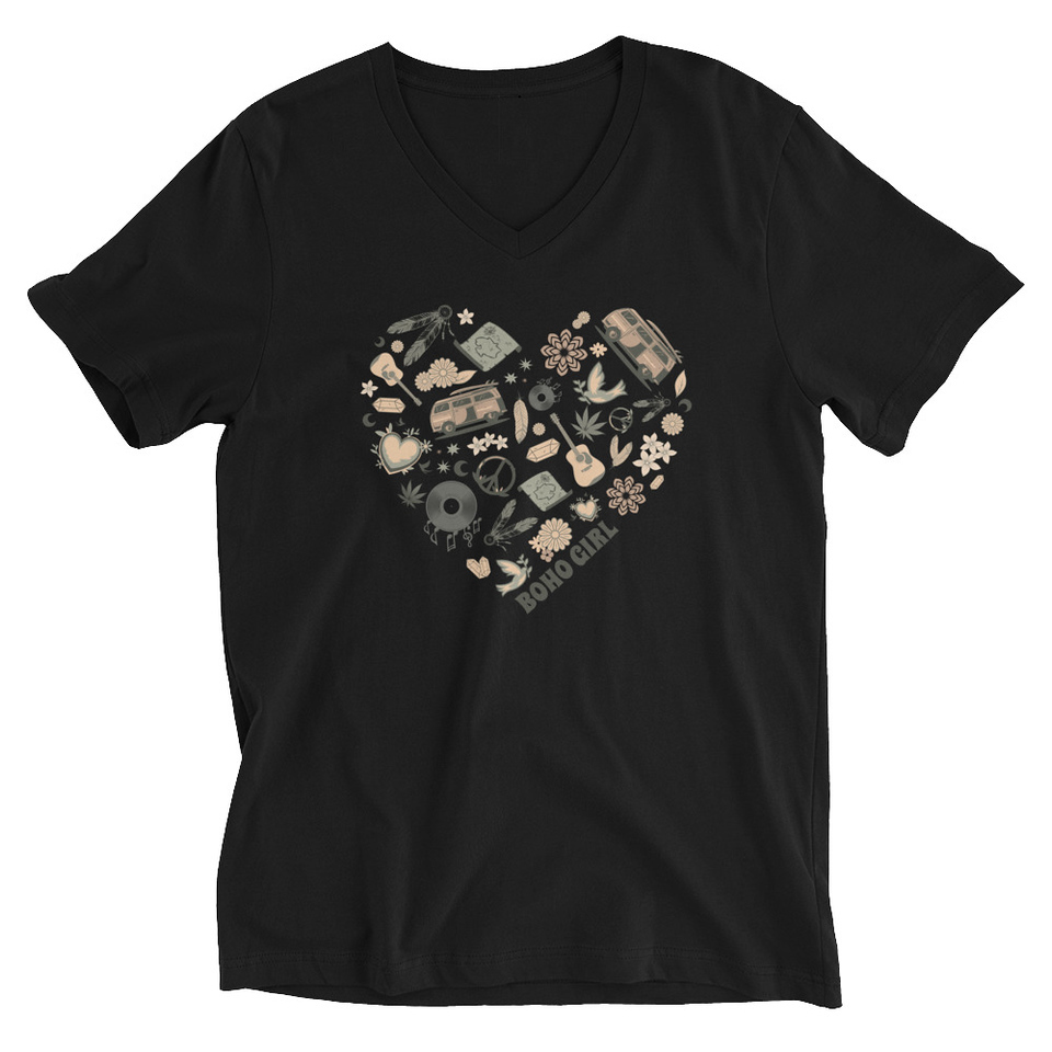 Boho Girl Poster Unisex V-Neck Tee